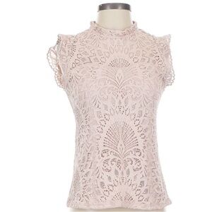 White House Black Market Lace Blouse - Light Pink